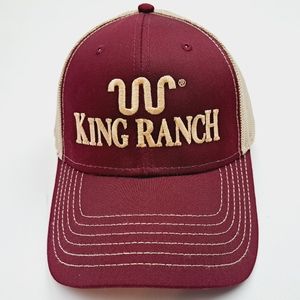 King Ranch Mesh Trucker Snapback Hat Cap Wine Embroidered